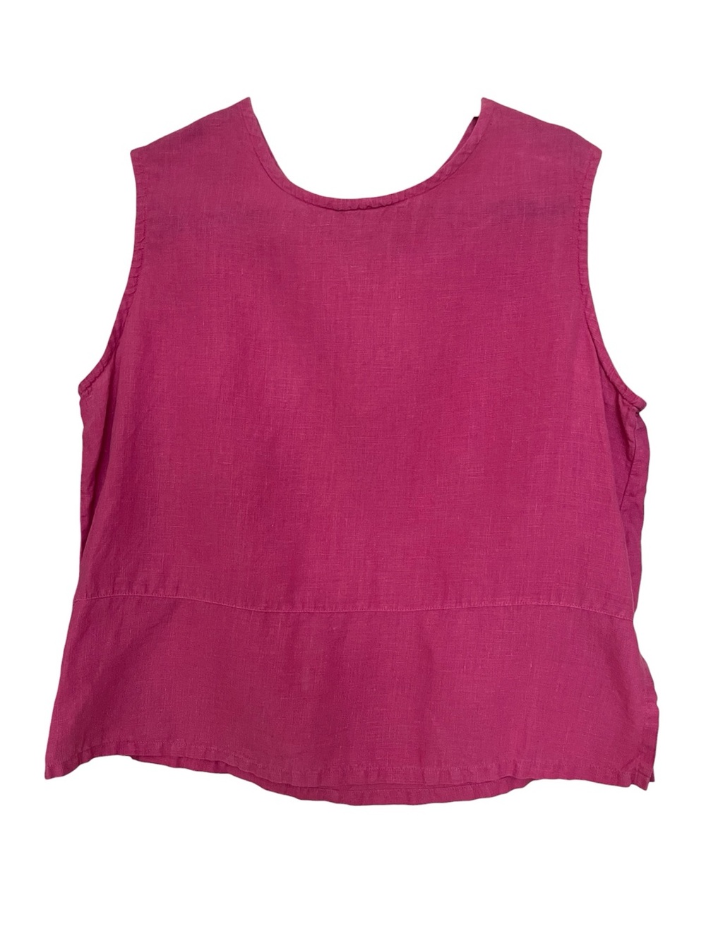 Bryn Walker 100% Linen Fuchsia Pink Sleeveless Swing Top M Lagenlook Relaxed * - Picture 2 of 9